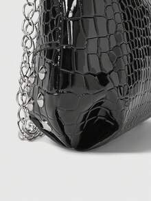 ROMWE Grunge Punk Túi đeo vai trang trí xích thời trang & đa năng, thích hợp cho phụ nữ đi làm hàng ngày - màu đen - Xem 6