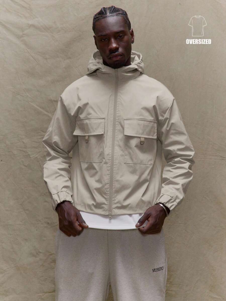 Musero 长袖连帽夹克，带贴袋、拉链和弹性袖口，适合秋冬/春夏穿着。 - 淺灰色 - 查看 1