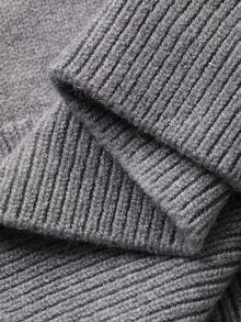 DAZY Sweater Rajut 2 in 1 Kasual Longgar Elegan dengan Hiasan Pita untuk Wanita, Musim Gugur/Dingin - Grey - View 3