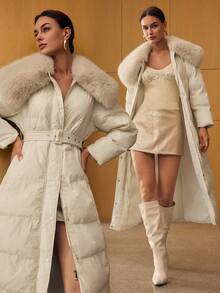 MOTF PREMIUM ABRIGO DE INVIERNO CON CREMALLERA Y PELO SINTÉTICO DE CONTRASTE - Albaricoque - Ver 9
