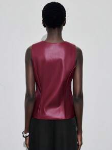 Maija Chaquetas casuales de uso diario y para ir al trabajo, de unicolor simple, para otoño/invierno - Burdeos - Ver 3