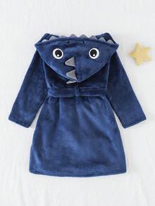 THE HAPPY LOOK Young Boy Cartoon Shark Hooded Long Sleeve Drawstring Sweatshirt - Multicolor - View 2