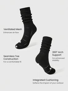 GLOWMODE Tất hỗ trợ hàng ngày bằng vải cotton pha mềm mại ấm áp - Dark Black - Xem 6