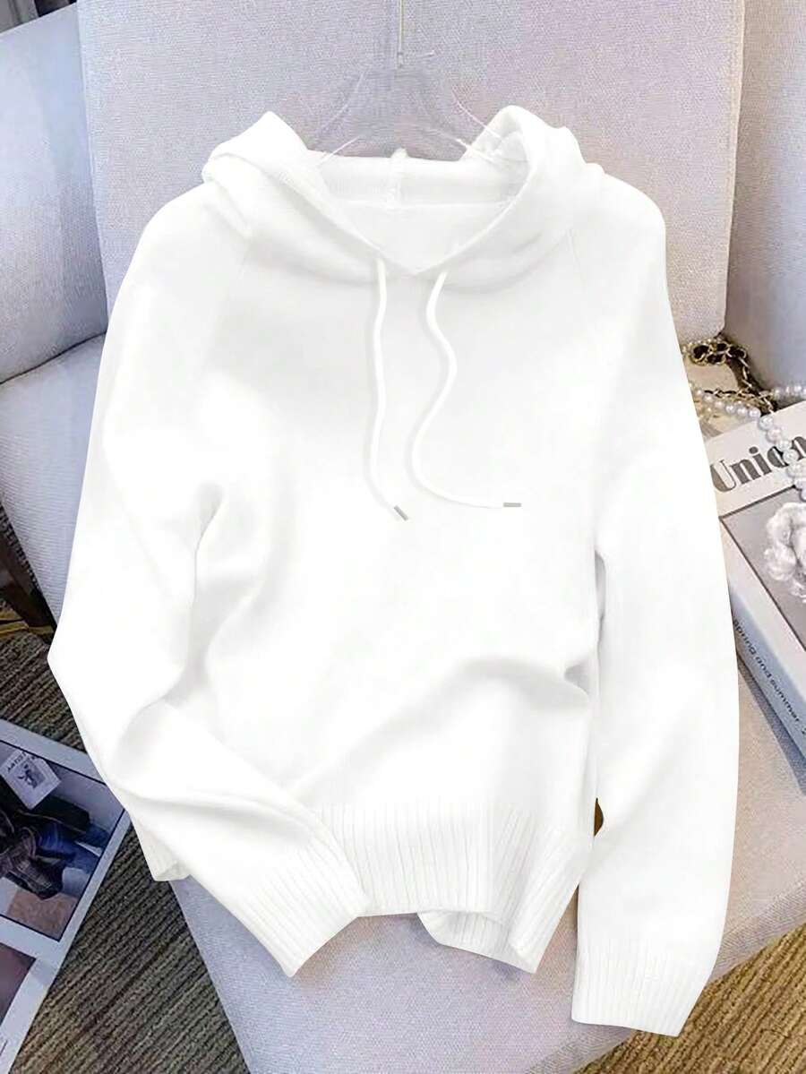 Resyla Women's Minimalist Casual Hooded Long Sleeve Sweater, Versatile For Autumn/Winter - White - View 1