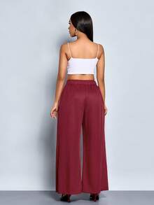 SOLERSUN Pantaloni eleganti da donna, stile old money, rosso vino, adatti per uscite, Natale, Ognissanti, autunno e inverno - Bordò - Visualizzare 2