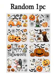8pcs/1set Halloween Window Clings Vintage Ghost Pumpkin Bat Reusable Window Decals For Halloween Fall Party Supplies Home Glass Decor,Pumpkin Spider Bats Shop Window Clings For Halloween Decorations, Double Side Halloween Window Clings Decorations Removable For Shop Home Decor/Indoor Party Decorations