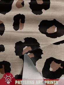 EMERY ROSE 加大码女式豹纹荷叶边下摆圆领短袖衬衫，休闲度假时尚，适合返校、返校节、夜间外出 - 彩色 - 查看 3