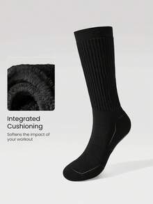 GLOWMODE Tất hỗ trợ hàng ngày bằng vải cotton pha mềm mại ấm áp - Dark Black - Xem 4