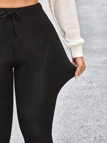 SHEIN Essnce Jeans casuales y versátiles de talle alto y ajustados para mujer - Negro - Ver 7