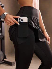 Powerista Solid Color Two-Tone Sport Leggings Yoga Women Pants - Black - View 5