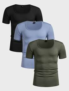 Manfinity VCAY Men's Knitted Casual Loose Solid Color Short Sleeve T-Shirt - Black - View 14