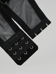 SHEIN Áo ngực lưới thêu ren đen cỡ lớn cho nữ, gợi cảm và thanh lịch để mặc hàng ngày - màu đen - Xem 4