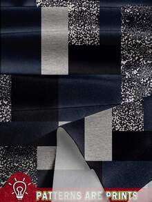 EMERY ROSE Elegante conjunto de 2 piezas con estampado de cuadros texturizados en azul, adecuado para fiestas a principios del otoño en tallas grandes - Multicolor - Ver 3