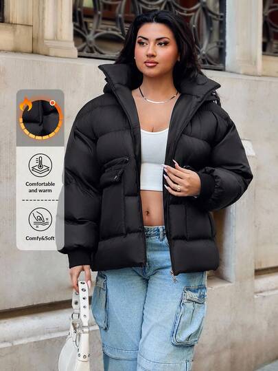 EURMUSE PLUS SIZE ZWARTE OVERSIZE DAMESJAS MET RUBBEREN DETAILS