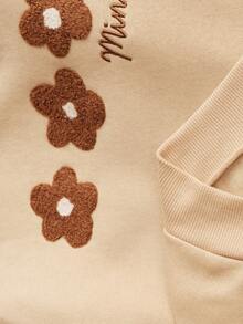 Loomiva 2件套少女花卉印花针织柔软圆领长袖运动衫和松紧腰裤 - 彩色 - 查看 6