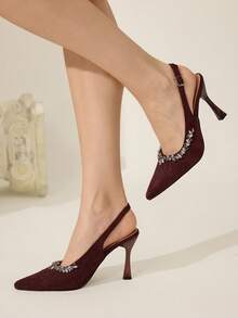 CUCCOO HITCHD Giày cao gót mũi nhọn đính đá Rhinestone dành cho nữ, thanh lịch, quyến rũ, lãng mạn, gợi cảm, phong cách Gothic, da lộn đen, trang phục trang trọng, khách dự tiệc cưới, trà chiều, đêm hẹn hò, tiệc tùng, thích hợp cho đám cưới, dạ tiệc, Halloween, Giáng sinh, lễ tạ ơn, tiệc sinh nhật - Cà phê nâu - Xem 4