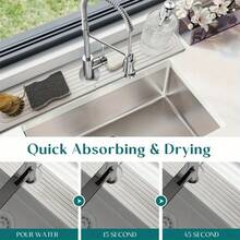 1/4PCS Kitchen Faucet Mat - Diatomite Splash Guard For Sink, Quick-Drying Water Absorbing Stone Tray Includes Sandpaper Suitable For Kitchen Sink Bathroom Bath Tub Quick Dry Non-Slip Easy To Clean,17.7x3.9in,23.6x3.9in - Multicolor - View 3