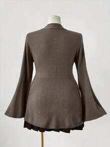 Sunspun 大码女式波西米亚风纽扣针织开衫毛衣，适合所有季节，是度假装扮的理想之选。 - 深灰色 - 查看 2