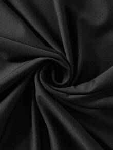 Auvina 大码女式时尚优雅撞色连衣裙 - 黑與白 - 查看 3