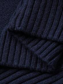 FRIFUL 女士纯色高领插肩袖灯笼袖时尚宽松针织套头毛衣 - 藏蓝色 - 查看 7