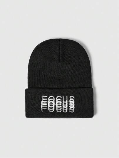 ROMWE Grunge Punk 1 件纽约字母刺绣无檐帽男女通用冬季帽子日常休闲无檐帽骷髅帽户外针织帽