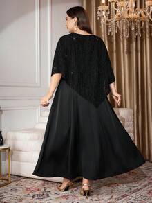 Modelyn 大码时尚修身连衣裙套装 - 黑色 - 查看 2