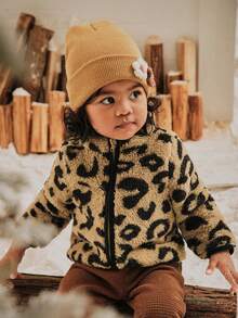 Cozy Pixies Áo khoác cardigan cổ đứng lót nhiệt họa tiết da báo cho bé gái, áo khoác cơ bản thoải mái, đa năng, phong cách thường ngày, phù hợp mặc trong nhà, ngoài trời, trượt tuyết, trở lại trường, mặc hàng ngày, thể thao, tiệc tùng, lễ hội, Halloween, Giáng sinh, năm mới, ngày lễ tình nhân - Nhiều màu - Xem 3