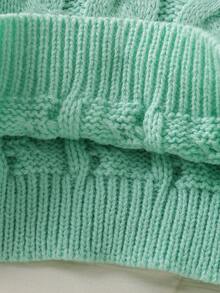 Baby Girl Casual Everyday Commute Minimalist Solid Color Turndown Collar Loose Cable Knit Sweater, Autumn/Winter Baby Knitwear Sweaters For Toddler Girls Baby Girl Winter Sweaters Baby Girl Jumper - Green - View 7