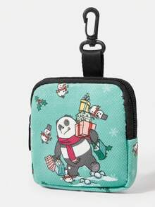 We Bare Bears X SHEIN محفظة صغيرة مع مشبك أمان وجيب سحاب، حقيبة تخزين متعددة الوظائف، منظم لجمع العملات، مناسبة للرجال والنساء
