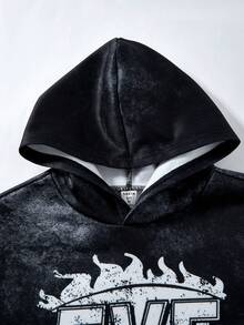 Bolty 2pcs Kids/Tween Boys Casual Comfortable Hoodie Sweatshirt & Straight Loose Sweatpants Set, Printed Pattern Boys Sweatsuits Set Boys Sweatpants Graphic And Shirt Drip For Boys Gamer Boys Jogger Sets Suitable For Autumn And Winter Outfits Daily Wear, Sports, Outings, School, Parties, Festivals, Photoshoots - Black - View 4