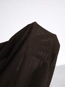 Airlisse 女士优雅U领连帽修身薄纱长袖连衣裙，适合派对穿着 - 棕色 - 查看 8