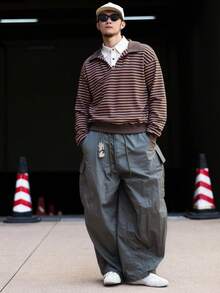 DAZY Herren Poloshirt mit gestreifter Stoff-Einsatz Kragen Design, Herbst