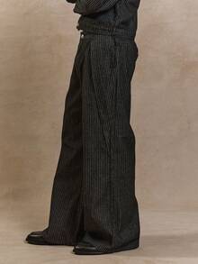 Musero Pinstripe Denim Trousers Baggy Straight Leg Button Fastening Jeans Only Autumn Winter - Multicolor - View 3