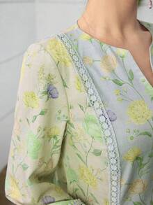 Yasmyna Romantic Floral Lace Patchwork Loose Fashionable Dress For Women - Multicolor - View 7