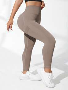 Velisys 大码女式纯色高腰无缝打底裤 - 彩色 - 查看 2