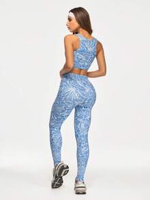 Eassivo Eassivo Conjunto de ropa deportiva casual de mujer con cuello en U sin mangas, recortado y calado - Multicolor - Ver 2