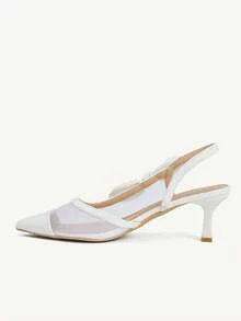 CUCCOO CHICEST 女士尖头网眼蝴蝶结装饰白色时尚高跟鞋 - 白色 - 查看 12