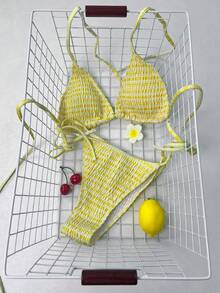 Swim Mod Women's Beach Vacation Casual Bikini Swimsuit Set, Random Print