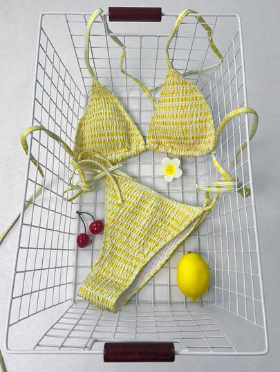 Swim Mod Women's Beach Vacation Casual Bikini Swimsuit Set, Random Print