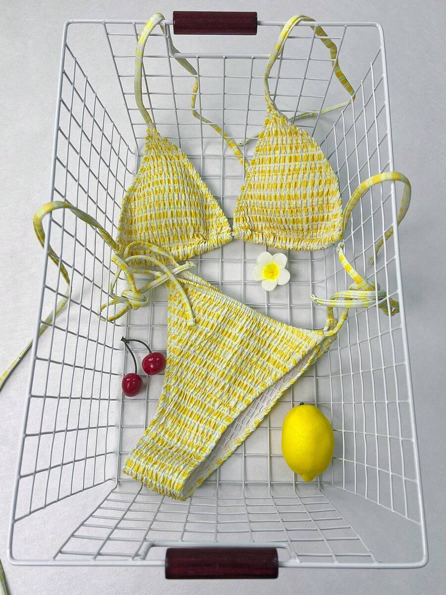 Swim Mod Women's Beach Vacation Casual Bikini Swimsuit Set, Random Print