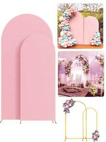 1 Set/Metal Arch Background Bracket Set, With Arch Decoration Gold Wedding Arch Bracket Balloon Arch Frame, Arch Wedding High Elasticity Cloth Cover Birthday Party Photography Background Cover, - Multicolor - View 2