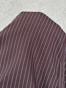 Sunnyshic Quần ống loe cạp thấp kẻ sọc màu nâu dành cho nữ, đa năng, phù hợp cho công sở, thời trang thường ngày và đi làm. - Cà phê nâu - Xem 3