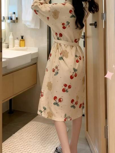 1件女士睡袍 - 简约欧式风格长袖睡衣家居服，轻薄面料，纯色，春秋夏季居家浴袍，尺码齐全，从小码到大码均有，适合婚礼、派对、水疗浴室装饰等场合。