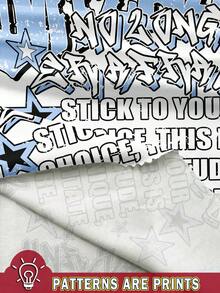 SHEIN 两件套男婴休闲时尚个性化头像及标语印花圆领T恤搭配星形印花喇叭裤，适合夏季和秋冬季穿着。 - 彩色 - 查看 6