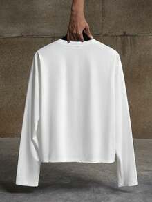 AXEPEAK 男士休闲时尚街头风长袖T恤 - 白色 - 查看 2