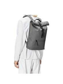 Rains Rolltop Rucksack W3 Unisex Backpack Green 17L - Grey - View 3