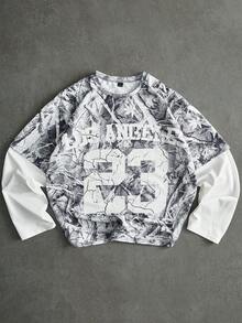 PAVTROS 男士街头风畅销仿生迷彩洛杉矶23印花T恤，适合户外音乐节、日常穿着、朋友聚会、送给男友/老公的礼物、周年纪念礼物。迷彩卫衣街头风上衣，男士宽松印花短款上衣，男士短款图案衬衫，图案短款上衣，男士宽松印花上衣，男士宽松印花衬衫，男士图案长袖T恤。 - 彩色 - 查看 1