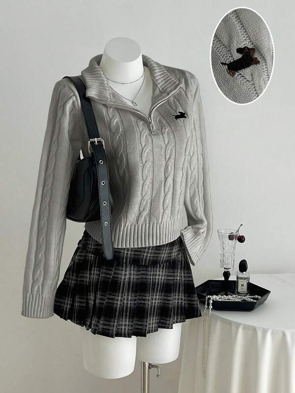 Elamini Women's All-Match Casual Fashionable Sweater With Horse Embroidery Design