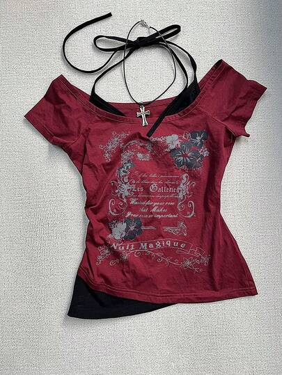 INAWLY Women Slogan Print Sleeveless Casual Fashion T-Shirt