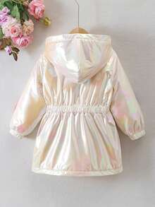 SHEIN Elladie kids Áo khoác dài tay có mũ trùm đầu phong cách đường phố cổ điển cho bé gái 1 chiếc áo khoác lông ấm áp cho bé gái - Nhiều màu - Xem 2